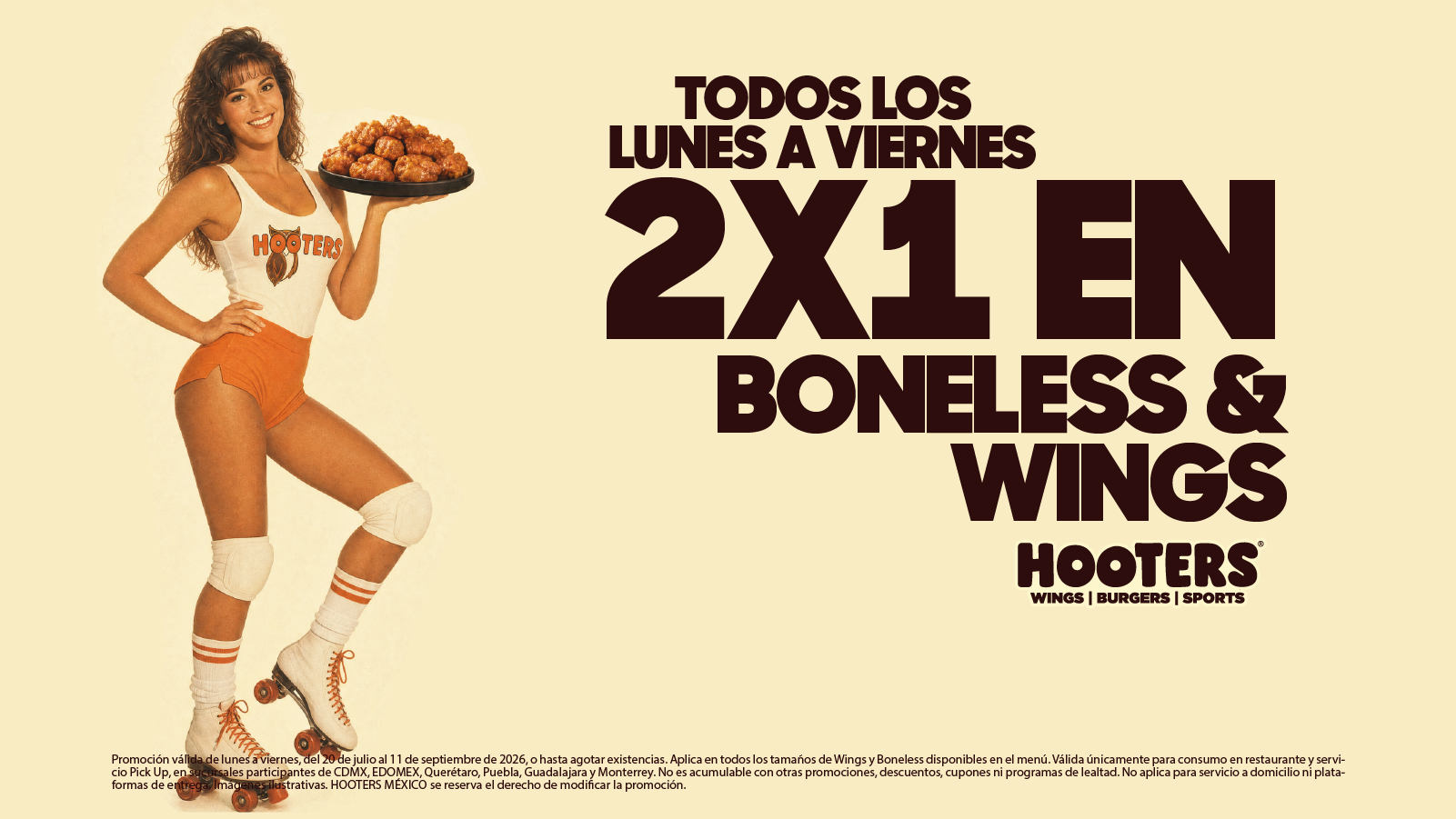 2×1 en Boneless & Wings