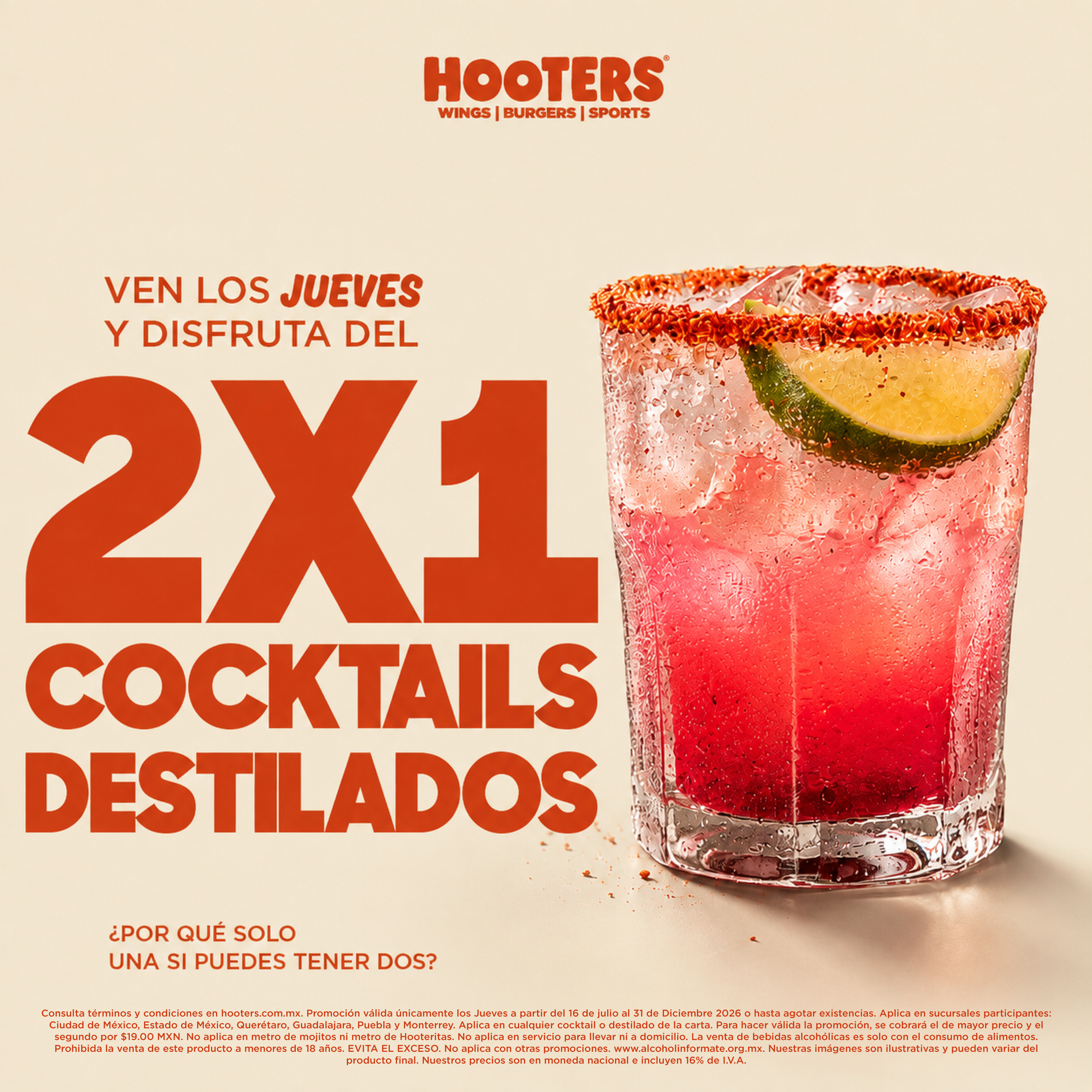 Jueves de cocteles y destilados al 2x1