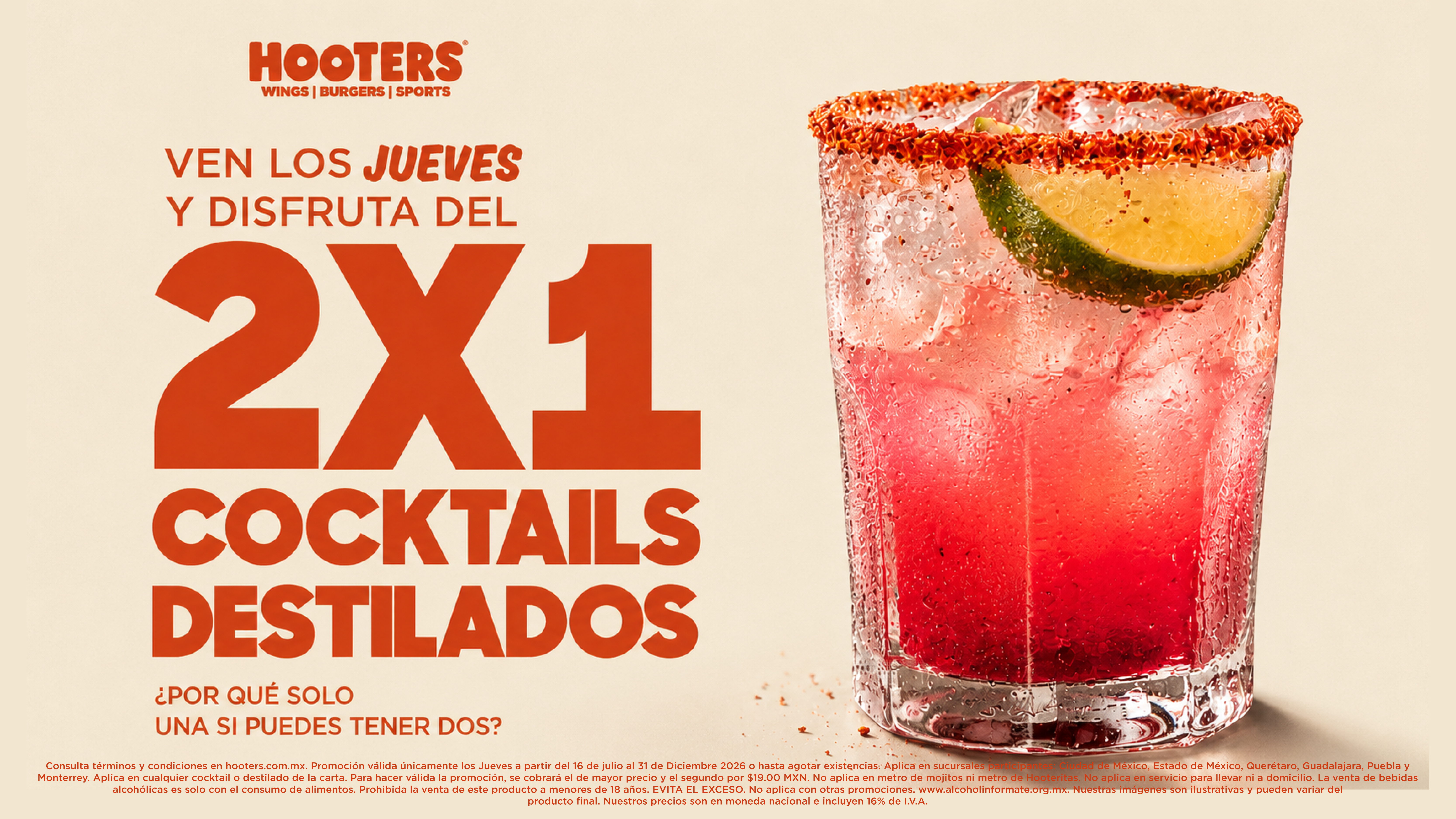 Jueves de cocteles y destilados al 2x1