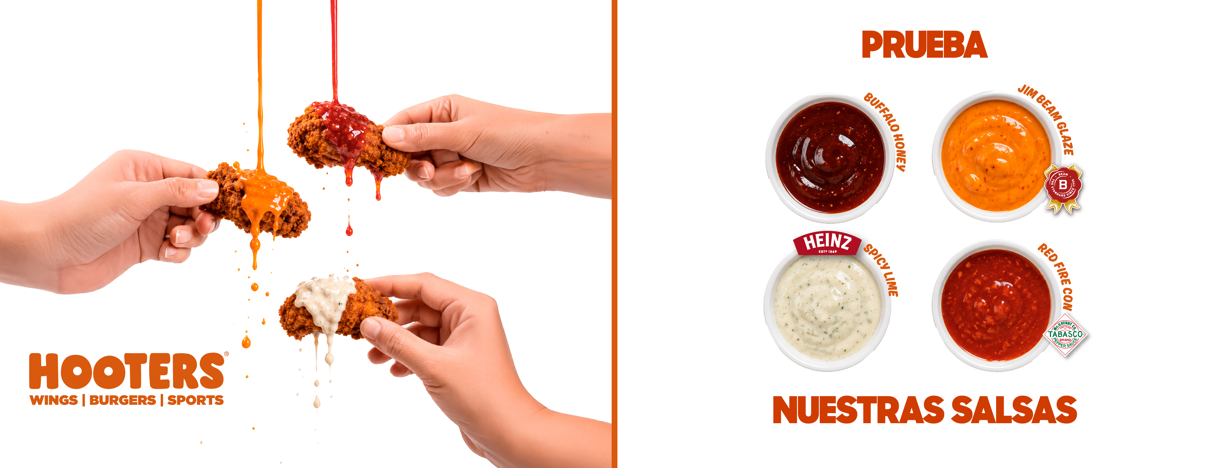 Nuevas salsas Hooters — Buffalo Honey, Berry Spicy, Jim Beam Glaze y más
