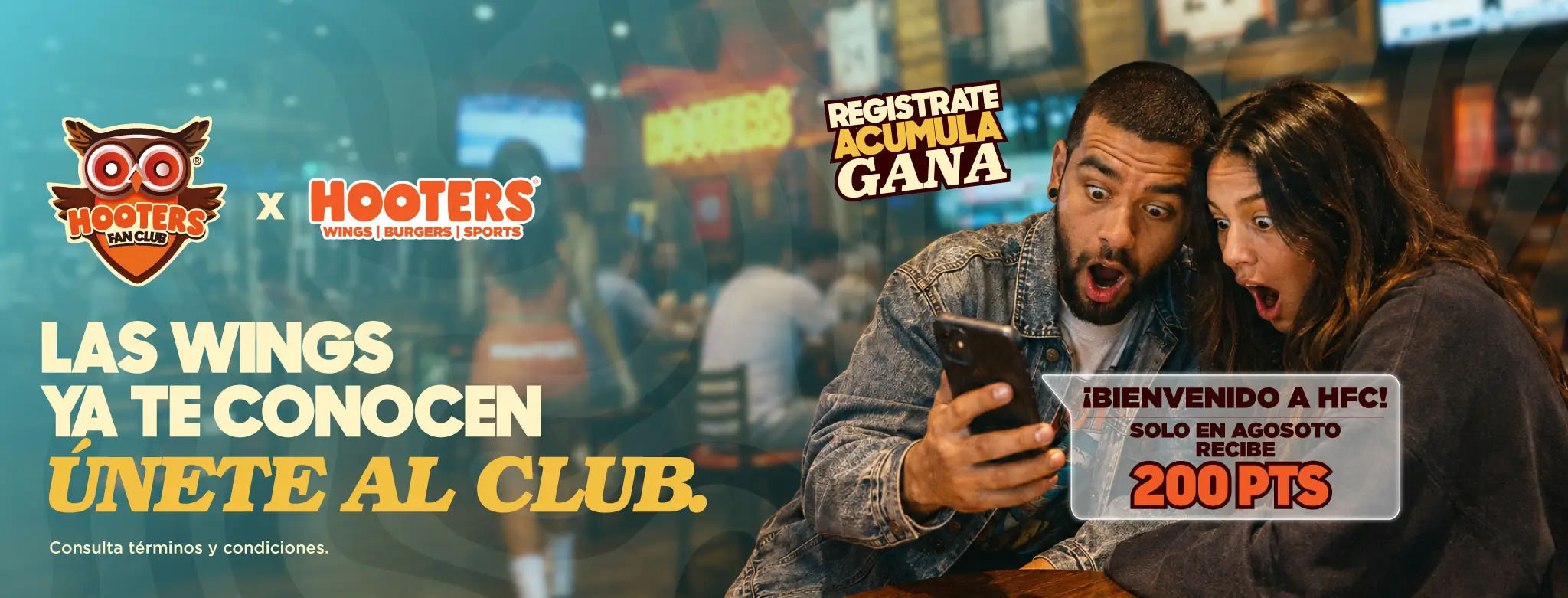 Hooters Fan Club — Únete y empieza a ganar puntos