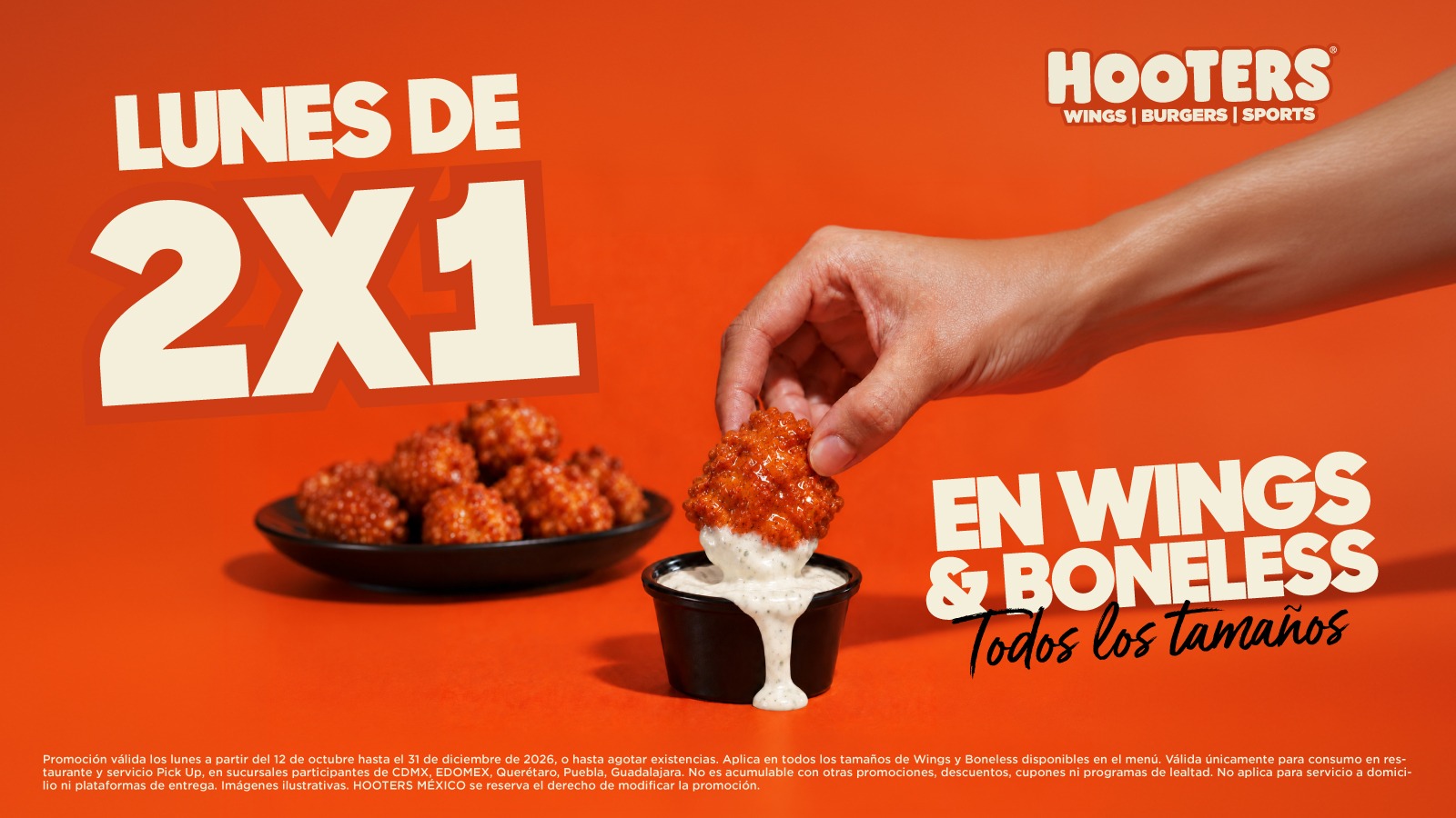 2×1 en Boneless & Wings